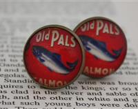 20mm Old Pals Salmon label glass tile cufflinks